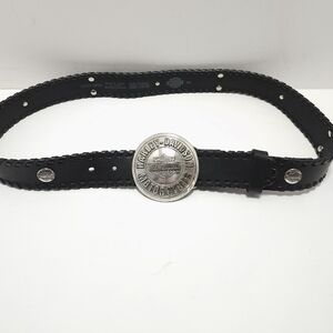 Harley Davidson Mens Leather Laced Belt And Buckle Size 38 Black